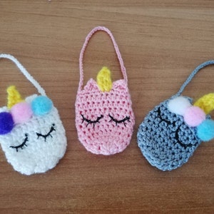Doll bag handbag shoulder bag mini bag unicorn in white pink gray and colorful decoration