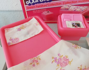 Barbie Dream Furniture – Lit Et Table De Nuit – 1978 – Vintage Mattel