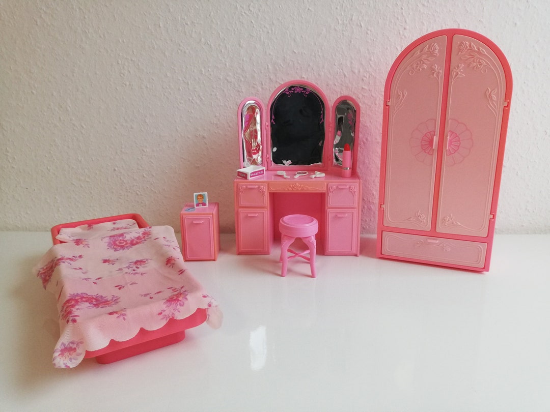 Barbie Sweet Roses Pink Furniture Bedroom Bed Wardrobe Dresser - Etsy