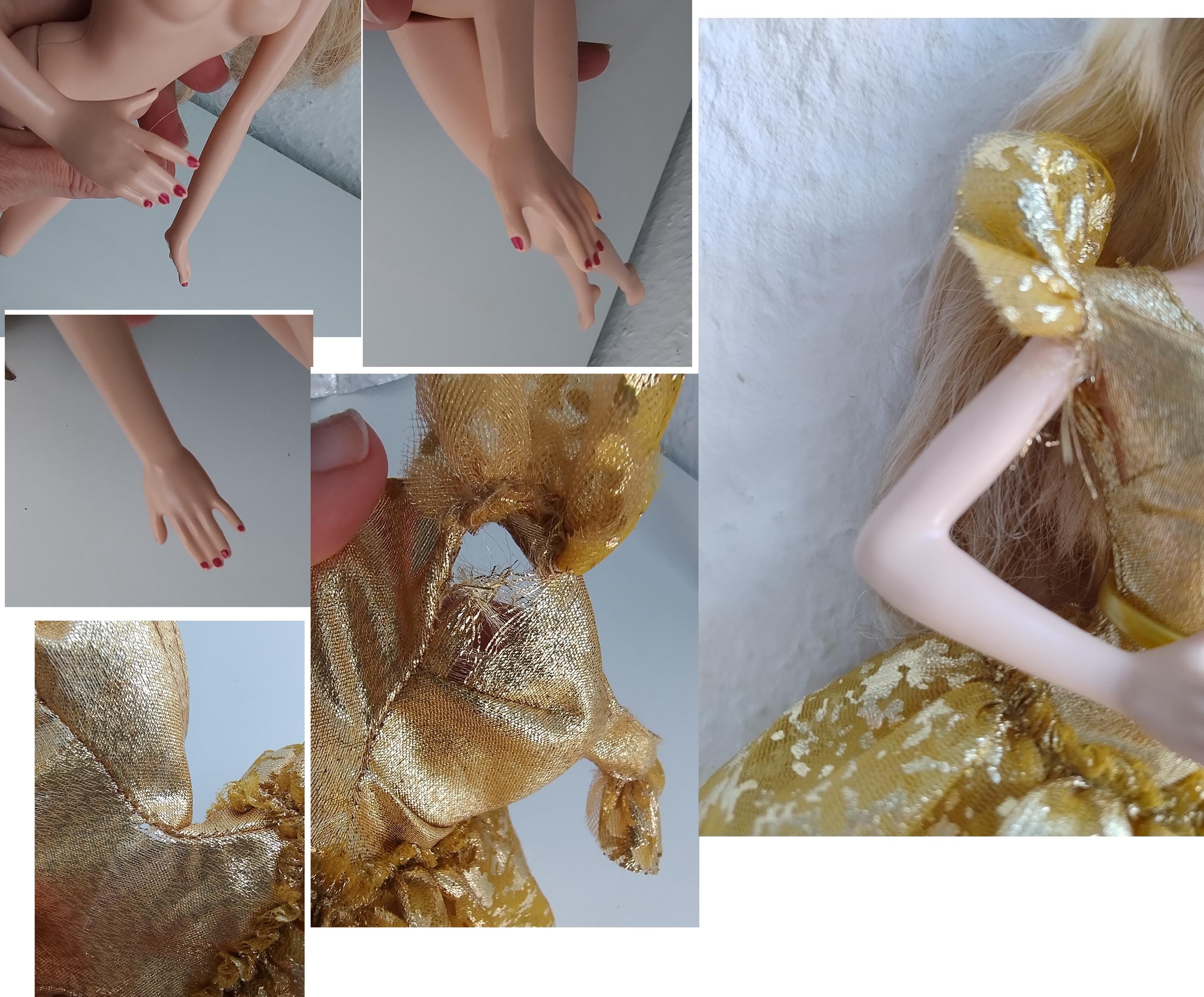holiday barbie gold dress 2000s Y2K Holiday Barbie Doll Gold Dress