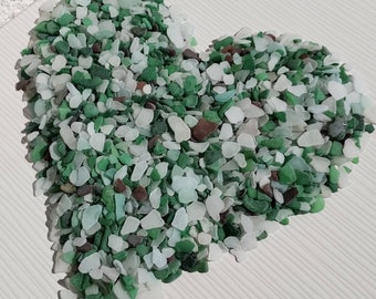 Beach glass sea glass beach shards for decoration in white green brown No. 129