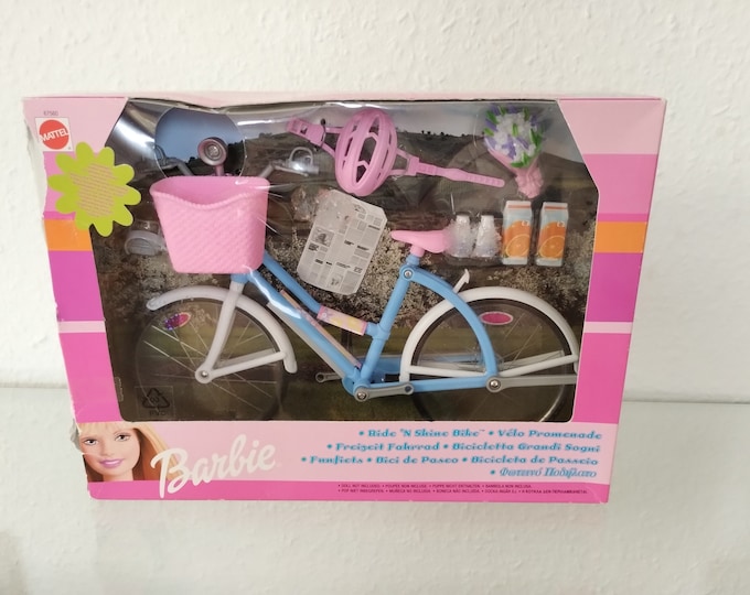 Barbie Bicycle Ride 'n Shine Bike Pink Blue Mattel 2002 Mattel Vintage ...