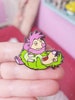 Hedgehogs Alice in Wonderland hard enamel fantasy pin ~ Disney Pink and Green Chubby Sleepy Hedgehog ~ Queen of Hearts Croquet game ~ 40mm 