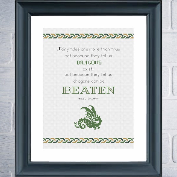 Neil Gaiman - Fairy Tales Quote Cross Stitch Pattern PDF