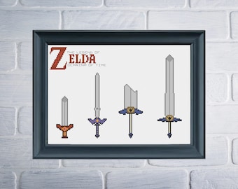 Legend of Zelda - Ocarina of Time Swords Cross Stitch Pattern PDF