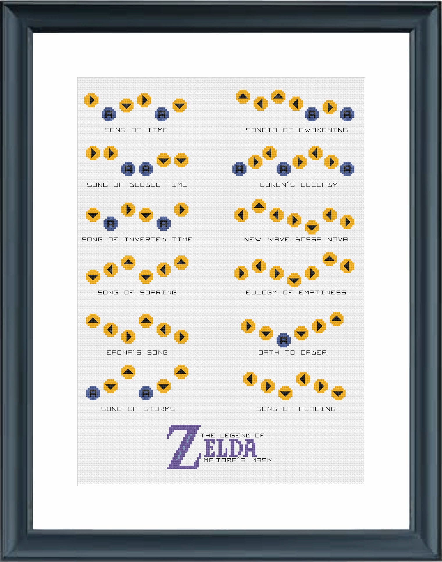 Legend of Zelda Majora's Mask Songs Cross Stitch Pattern PDF - Etsy