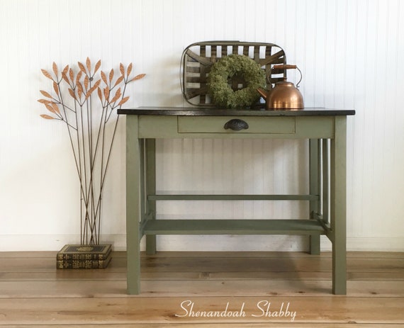 Rustic Green Desk Coffee Bar Or Entryway Table Hand Painted Entryway Table Hand Painted