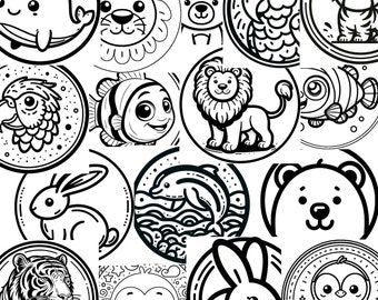 18 modèles de badges à colorier animaux adaptés aux enfants, 32/58/75 mm, parfaits pour les machines à boutons Vevor