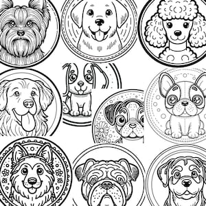 10 plantillas de insignias para colorear de perros para niños (32/58/75 mm), ideales para máquinas de botones Vevor