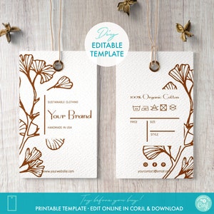 Printable Clothing Hang Tags Template 2&quot; x 3.5&quot; - Editable Clothing Swing Tag Template - DIY Clothing Tags Design - Custom Clothing Labels