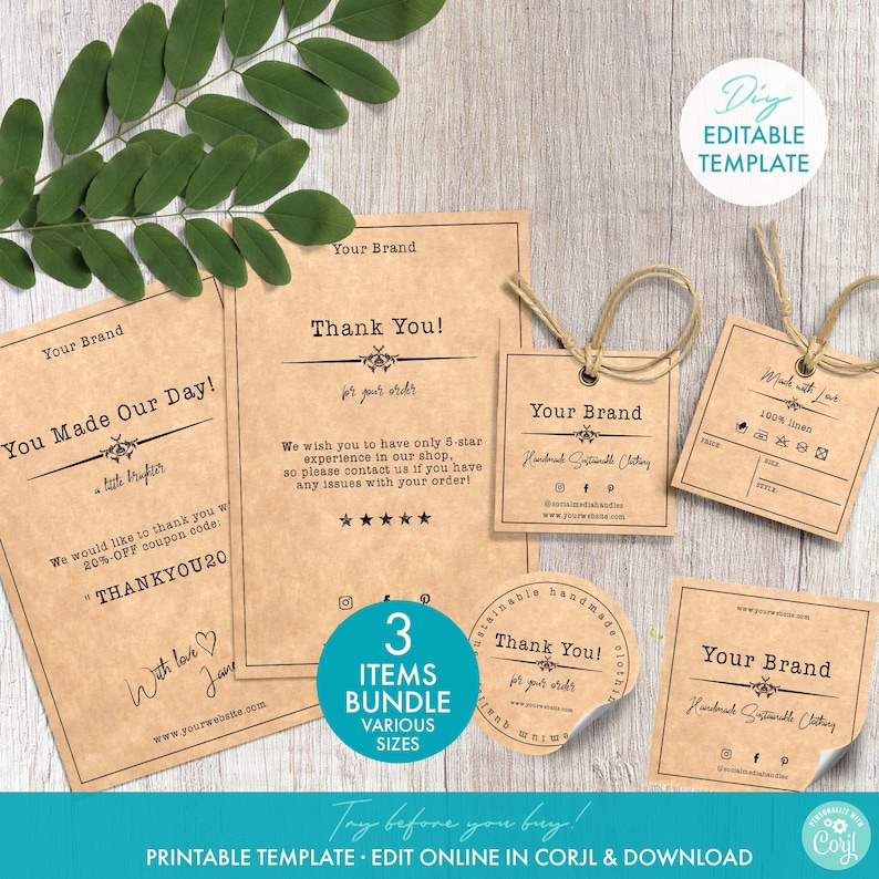 Printable Clothing Labels Branding Bundle Templates Editable Etsy