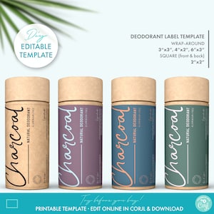 DIY Elegant Deodorant Tube Label Template (4 Sizes) - Printable Cosmetics Label Deign, Beauty Body Product Label Template, Product Packaging