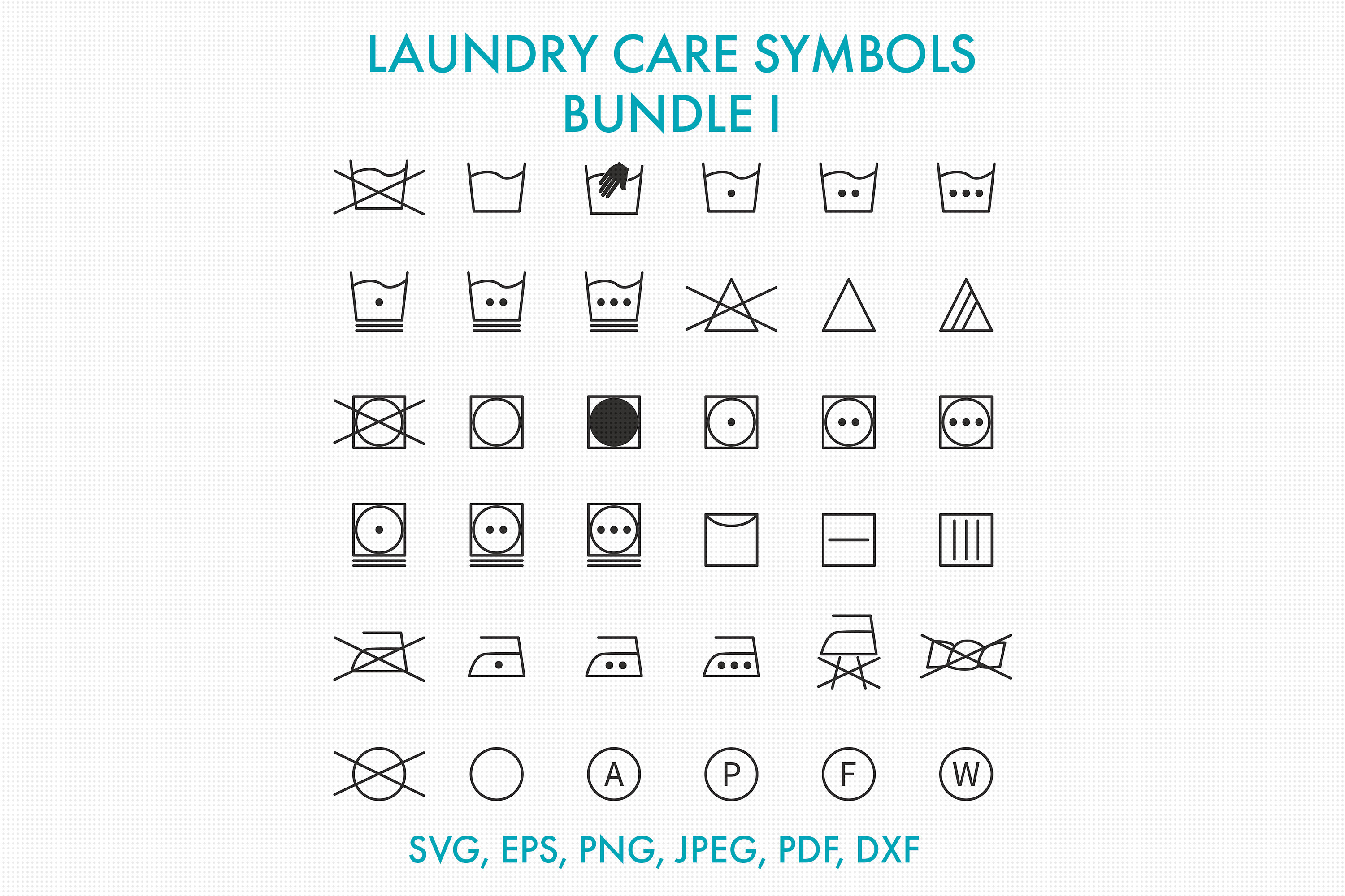 Laundry Icons Clipart Clothes Care Cricut Washing Guide Dxf Textile ...