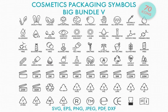 Download Cosmetics Packaging Symbols Svg Big Bundle V 70 Icons Eco Etsy