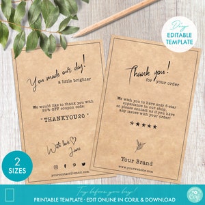 DIY Printable Order Insert Business Thank You Card Template - Editable Thank You For Your Order Postcard Design - Custom Business Postcard