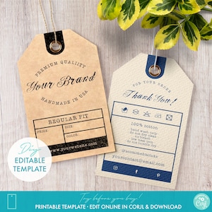 Printable DIY Custom Price Tags Retro Style Template 2" x 3.5" - Editable Clothing Hang Tag Template Download - Customized Kraft Hang Tags