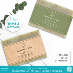 Editable Bar Soap Label Template - Printable Custom Soap Label Template, Floral DIY Soap Label, Minimal Kraft Soap Label, Elegant Soap Label