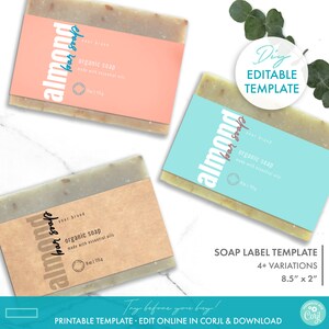 Pastel DIY Bar Soap Label Template, Printable Feminine Soap Packaging ...