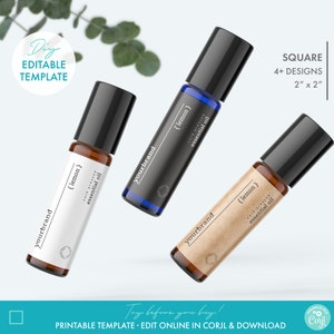 DIY Minimalist Small Roller Bottle Label Template, Editable Essential Oil Label Design, Printable Cosmetic Label Template, Product Packaging