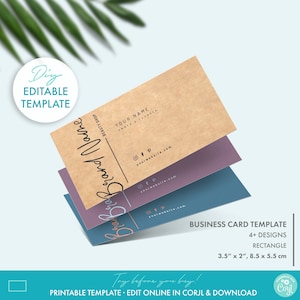 DIY Printable Elegant Business Card Template (2 Sizes) - Editable Modern Business Card Design, Feminine Beauty Shop Business Card Template