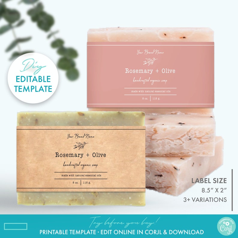 DIY Minimal Floral Soap Label Template Editable Bar Soap | Etsy