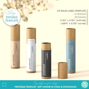 Editable Minimalist Lip Balm Label Template, DIY Modern Chapstick Label Design, Printable Lip Gloss Sticker, Minimal Lipstick Packaging