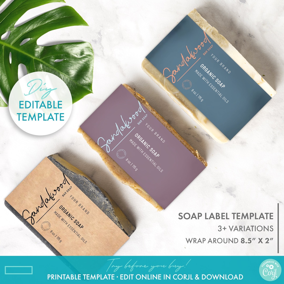 DIY Elegant Bar Soap Label Template Printable Feminine Soap Packaging