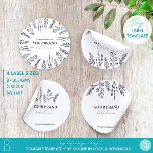 Box Seal Sticker Template, QR-code, Delicate Botanical Seal Sticker, 4  sizes, 6 colors - Printolife