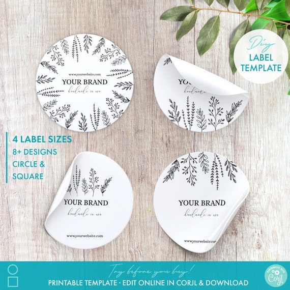 Editable Business Thank You Sticker Template 8 Designs 4 Sizes Printable  Square & Circle Sticker Template, Branding Packaging Stickers 
