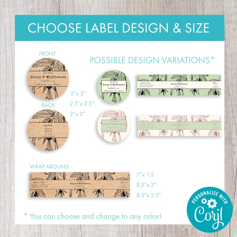 Printable Wrap Around & Circle Candle Label Template 3 Etsy