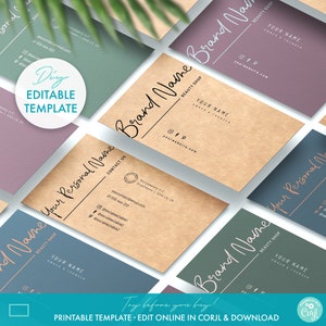 Editable Elegant Business Card Template (2 Sizes) - Printable Modern Business Card Design, DIY Feminine Beauty Shop Business Card Template