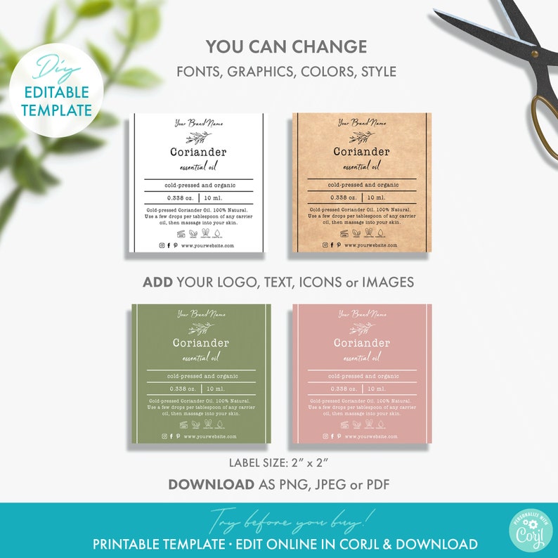 Editable Floral Essential Oil Label Template Printable - Etsy