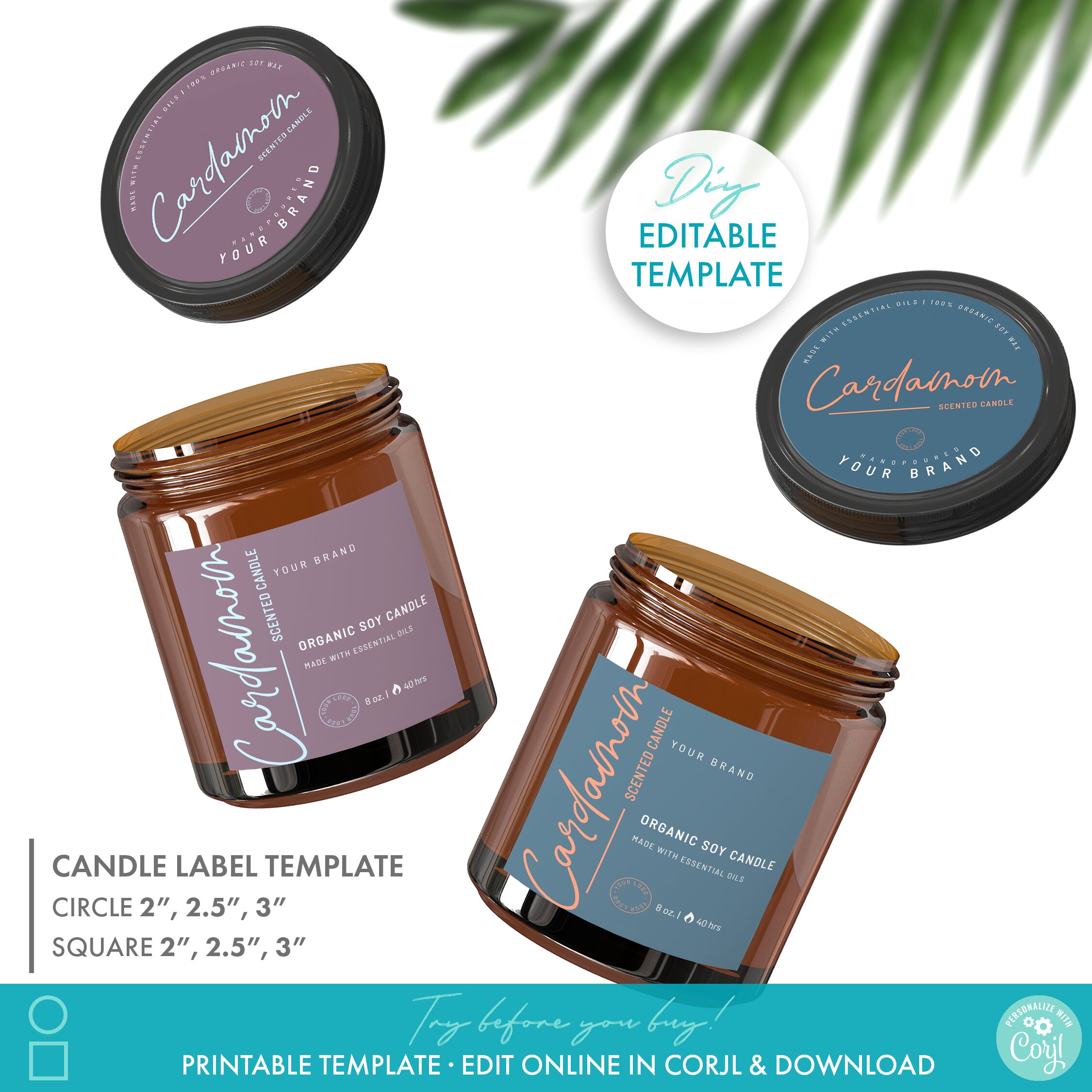 Elegant Editable Candle Jar Label Template 6 Sizes Etsy