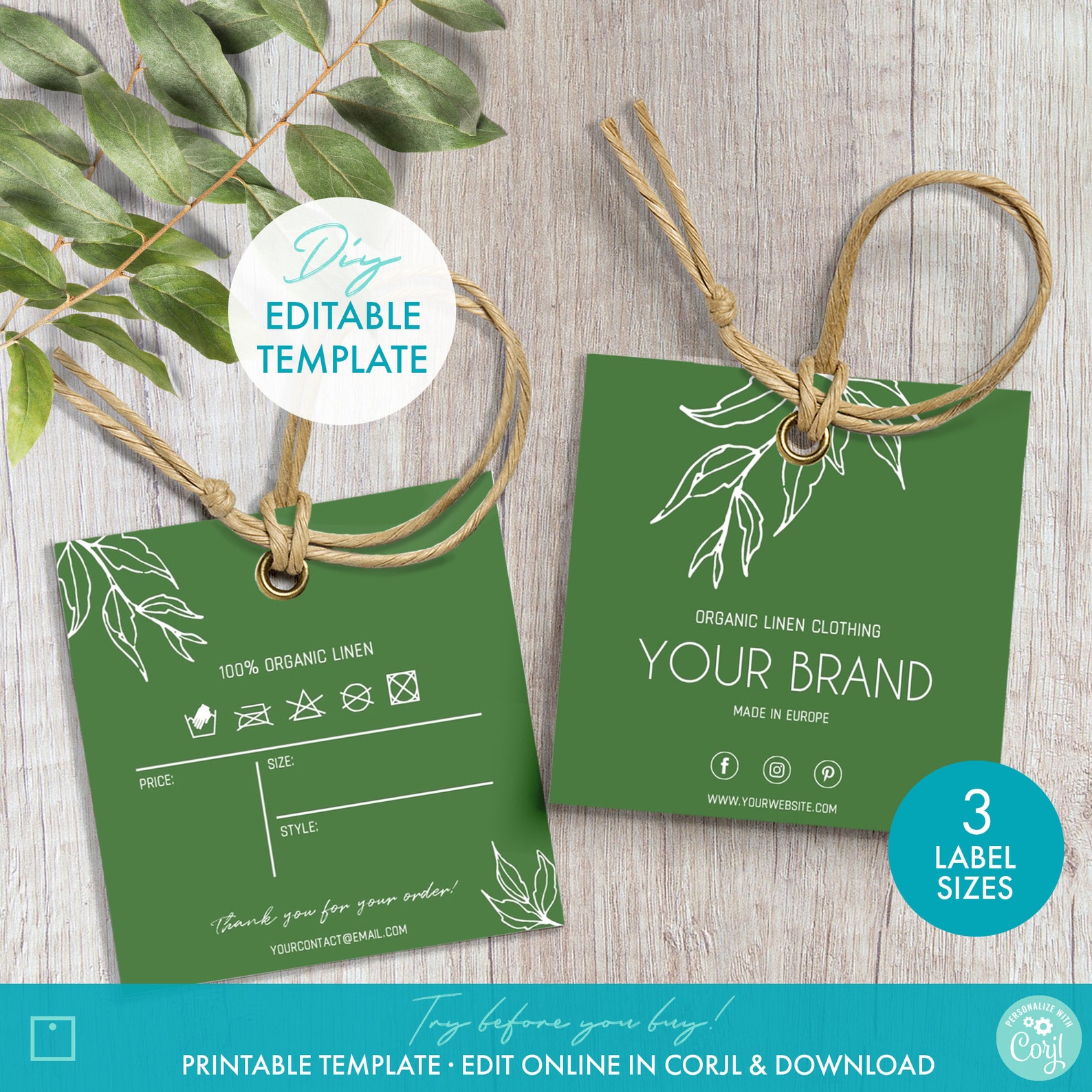DIY Printable Square Clothing Hang Tag Template 2x Etsy