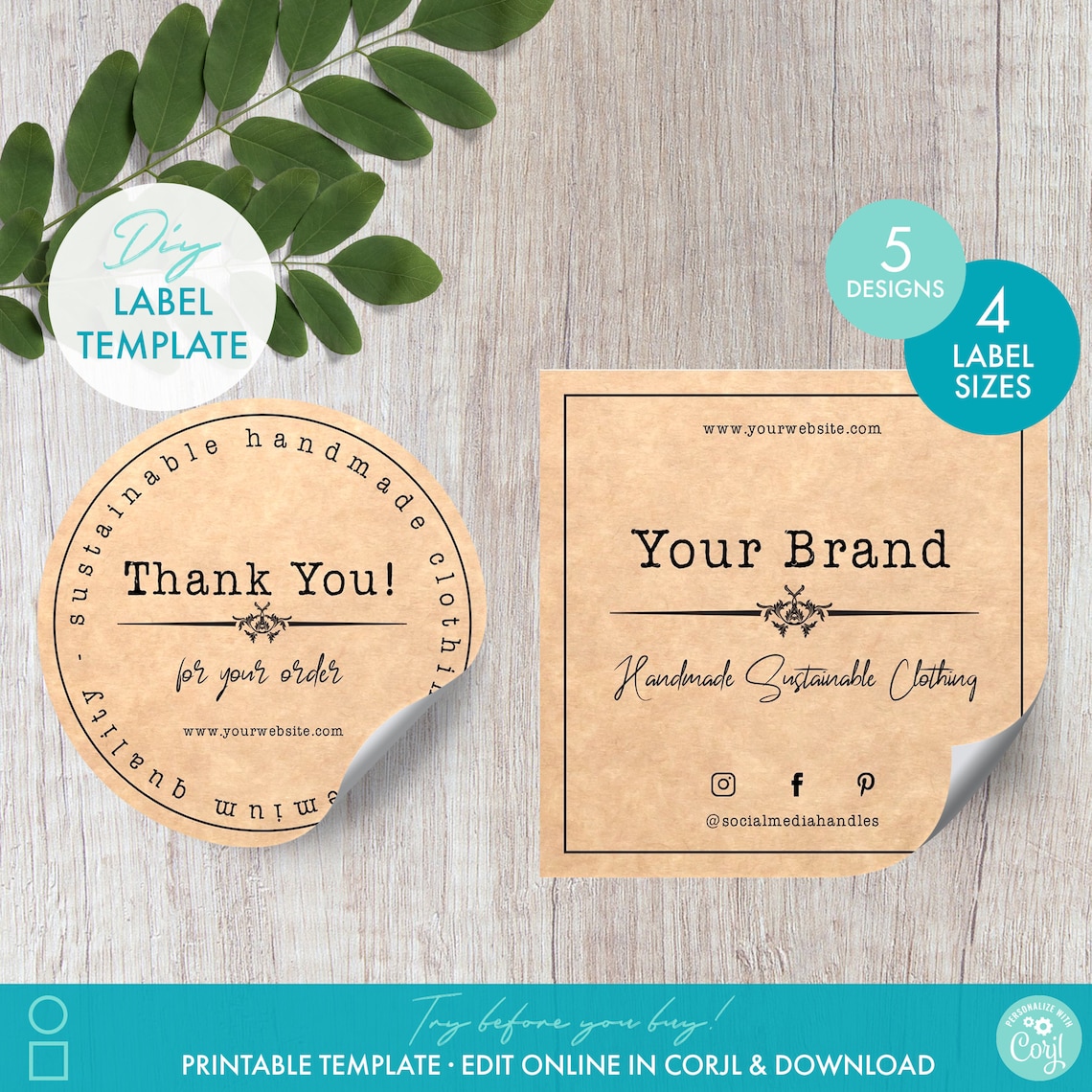 Printable Clothing Labels Branding Bundle Templates Editable Etsy