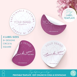 Printable Circle Logo Label Sticker Templates (4 Sizes!) - Editable ...
