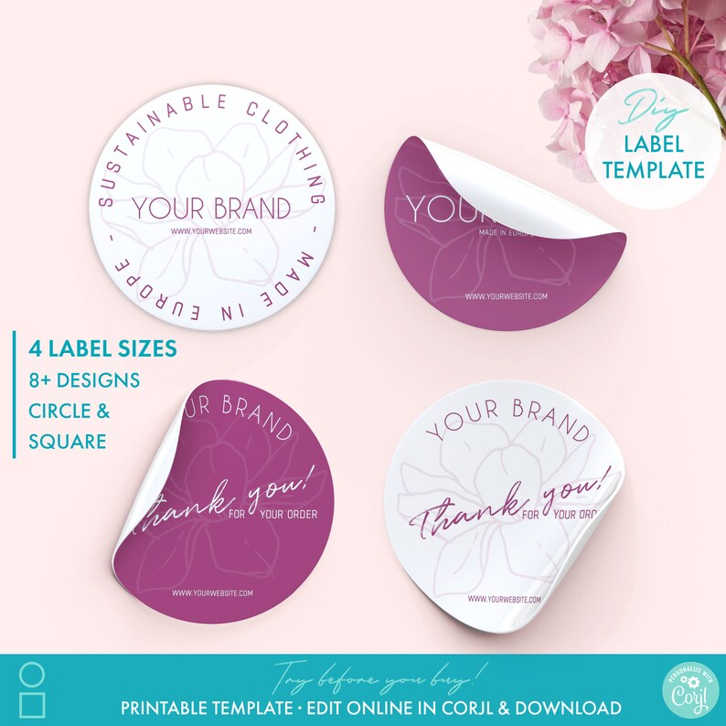 Printable Circle Logo Label Sticker Templates 4 Sizes | Etsy