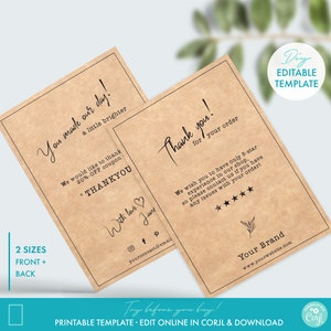 Editable Order Thank You Card Template - Printable Floral Business Thank You Card Template, DIY Order Insert Note, Thank You Purchase Design
