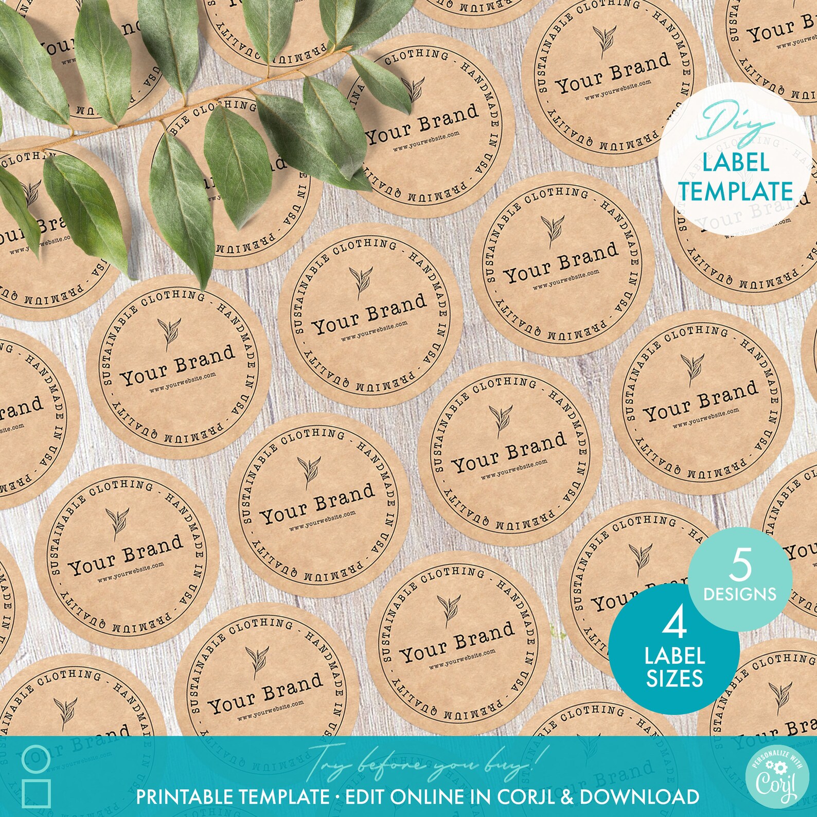 Printable Packaging Circle Sticker Label Template 4 Sizes - Etsy