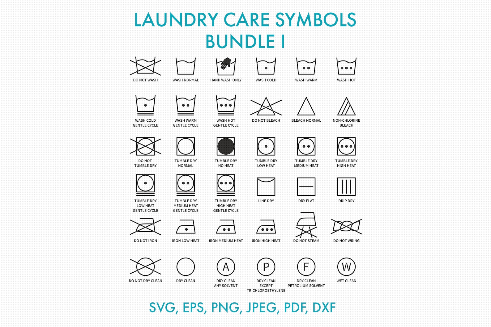 Laundry Care Symbols SVG Icons Bundle Textile Care Icons | Etsy