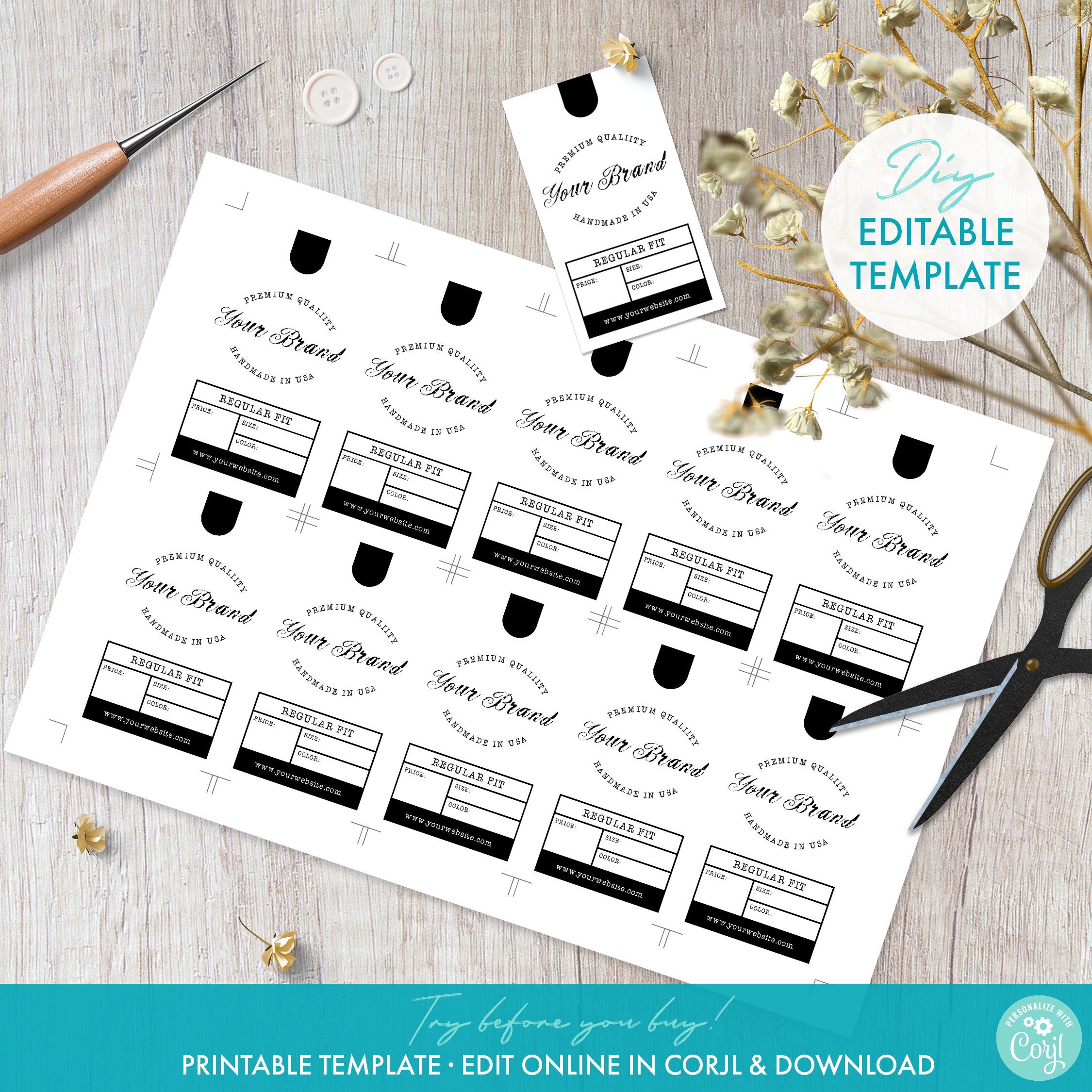Printable DIY Custom Price Tags Retro Style Template 2 x Etsy