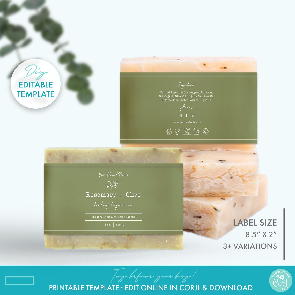 DIY Minimal Floral Soap Label Template Editable Bar Soap | Etsy