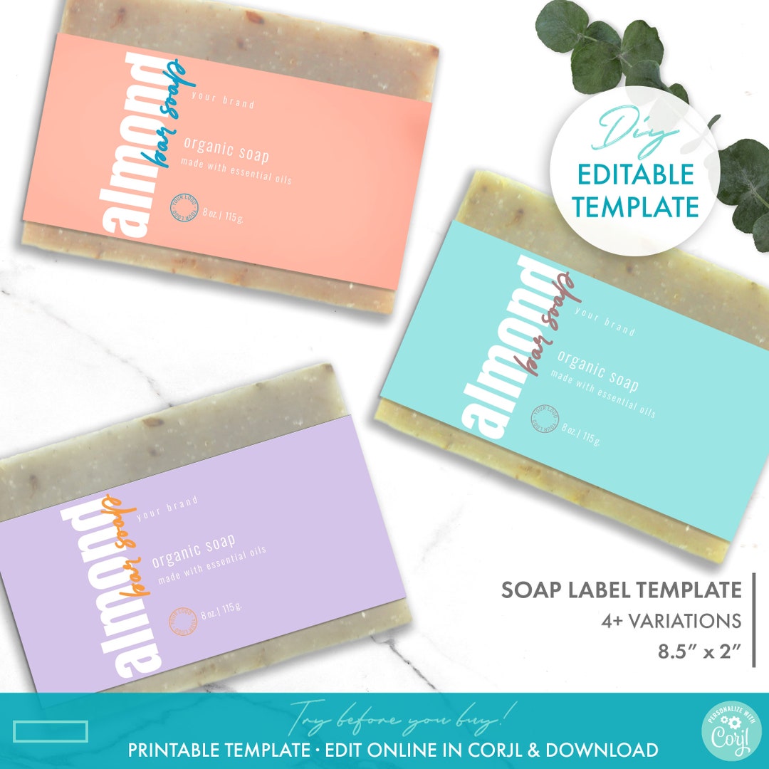 Pastel DIY Bar Soap Label Template, Printable Feminine Soap Packaging ...
