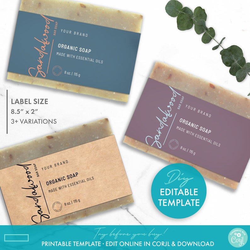 Editable Elegant Soap Label Template Printable Bar Soap Etsy