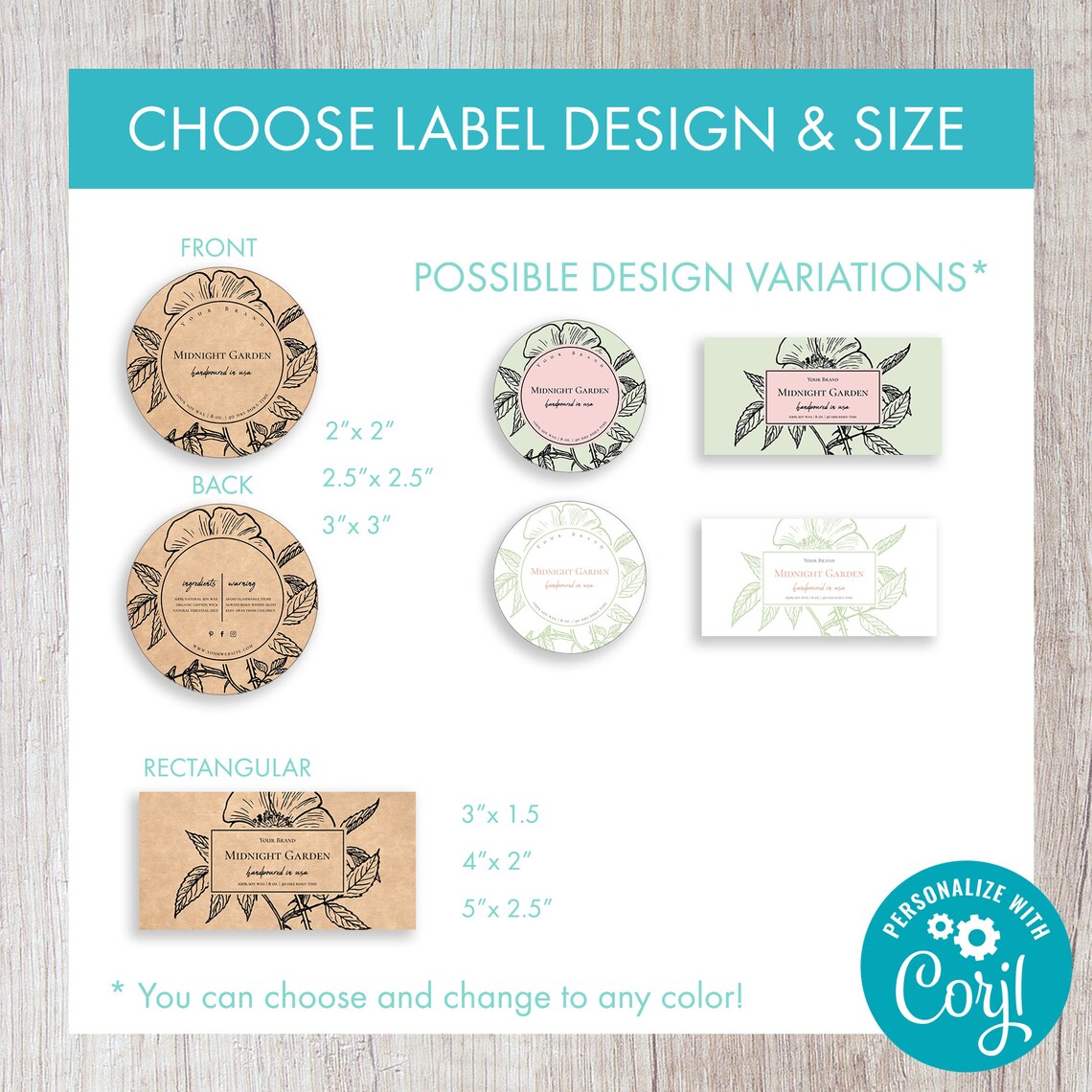 Printable Candle Jar Label Template 6 Sizes Editable Etsy