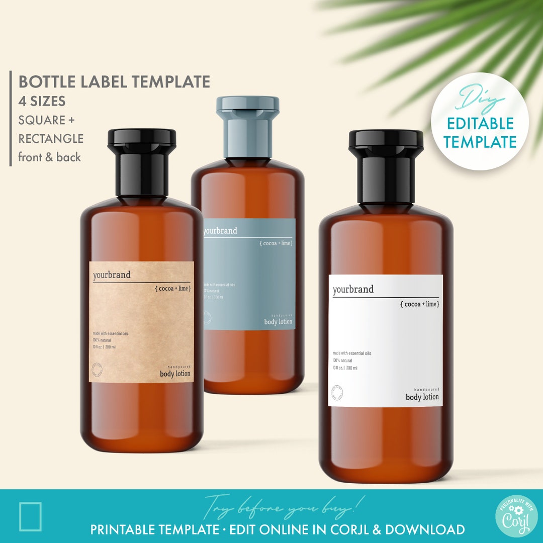 Minimal Editable Shampoo Label Template 4 Sizes Printable - Etsy