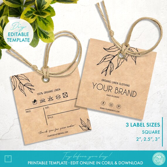 Square Hang Tags for Clothes, Bottles, Jars