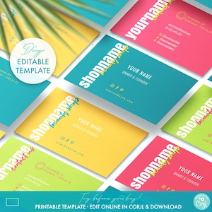 Neon Printable Business Card Template, DIY Colorful Modern Business Card Design, DIY Fun Feminine Beauty Shop Insert Business Card Template