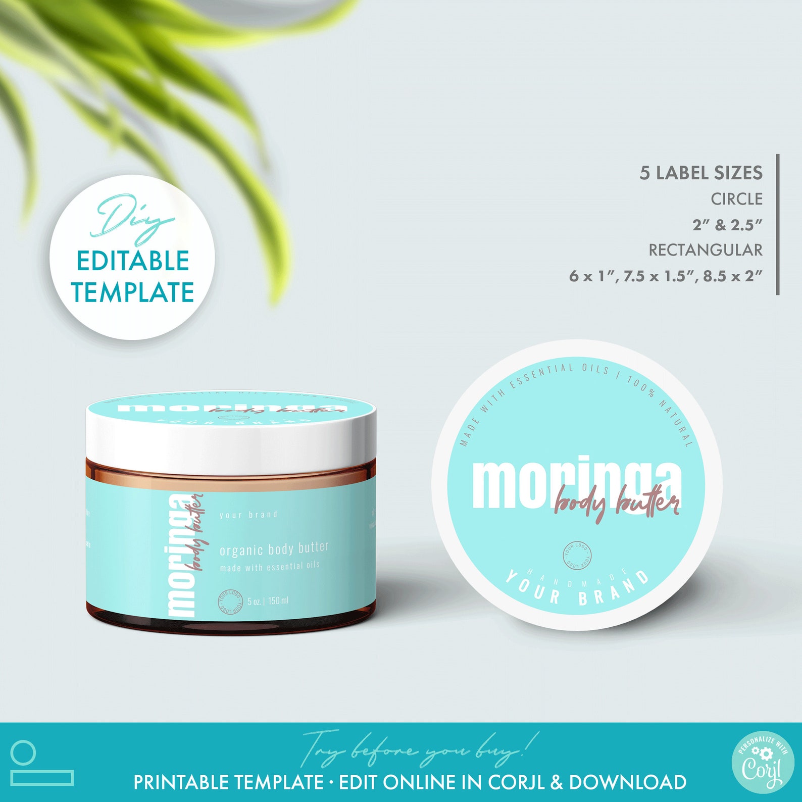 Editable Feminine Body Butter Jar Label Template DIY Pastel Etsy