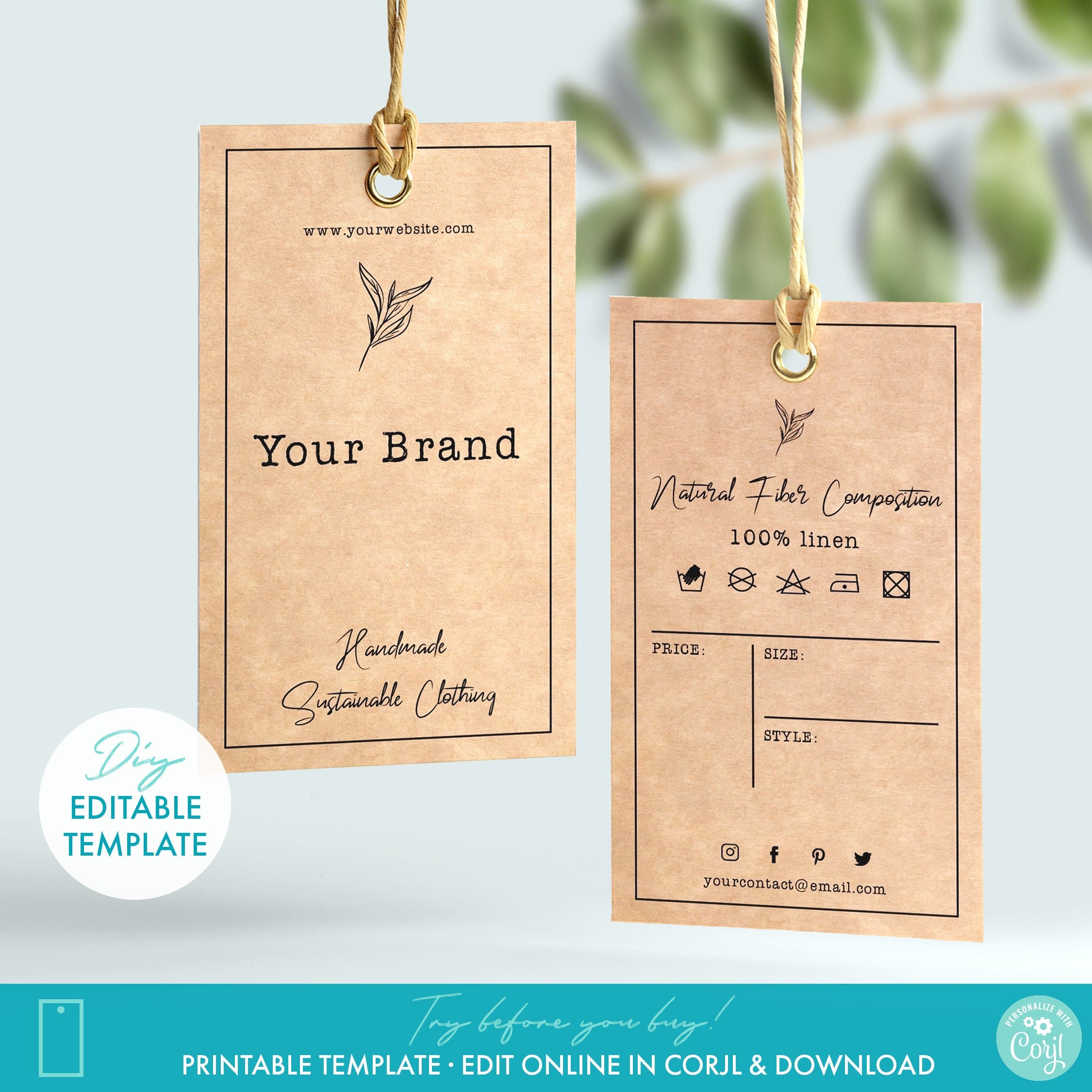 Editable Floral Clothing Hang Tag Template Printable Etsy Australia